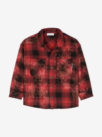 PALM ANGELS PALM ANGELS BOYS BLEACH FLANNEL OVERSHIRT