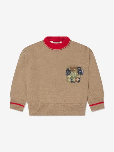 Palm Angels Kids' Boys Brush Camo Jumper In Beige