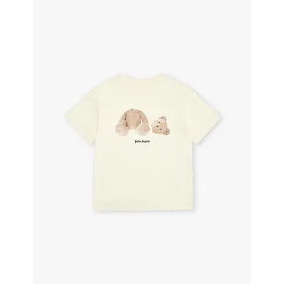 Palm Angels Kids' Bear T-shirt Ss Butter Brow In Butter Brown