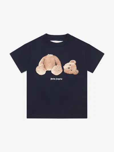 Palm Angels Bear Print Cotton Jersey T-shirt In Black Brown