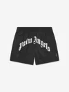 PALM ANGELS BOYS CURVED LOGO SWIM SHORTS