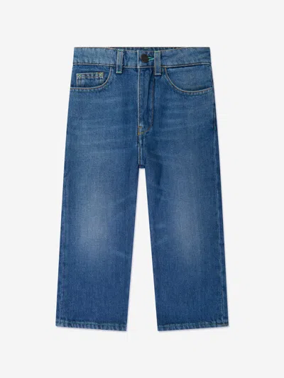 Palm Angels Kids' Boys Curved Stone Regular Jeans In Blue