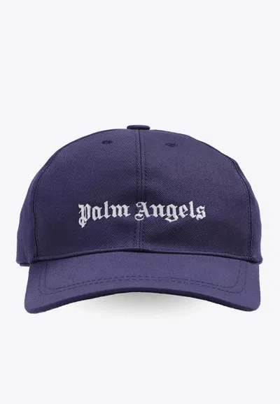Palm Angels Boys Logo Embroidered Baseball Cap In Blue