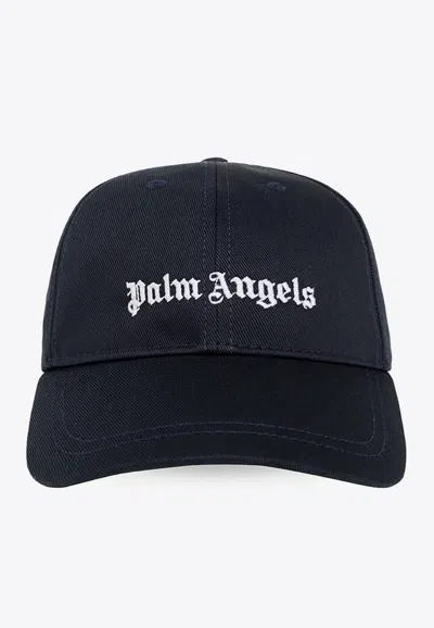 Palm Angels Boys Logo Embroidered Baseball Cap In Navy