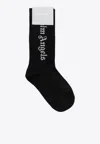 Palm Angels Boys Logo Jacquard Socks In Black