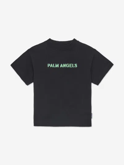 Palm Angels Babies'  Boys Logo Stamp Regular T-shirt In Black