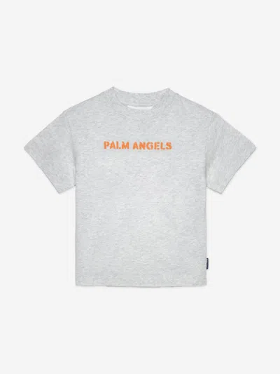 Palm Angels Babies'  Boys Logo Stamp Regular T-shirt In Gray
