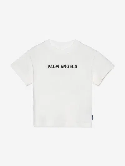 Palm Angels Babies'  Boys Logo Stamp Regular T-shirt In White