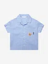 Palm Angels Teddy-patch Striped Shirt In Blue