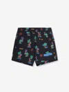 Palm Angels Neon Palms Swim Shorts In Black