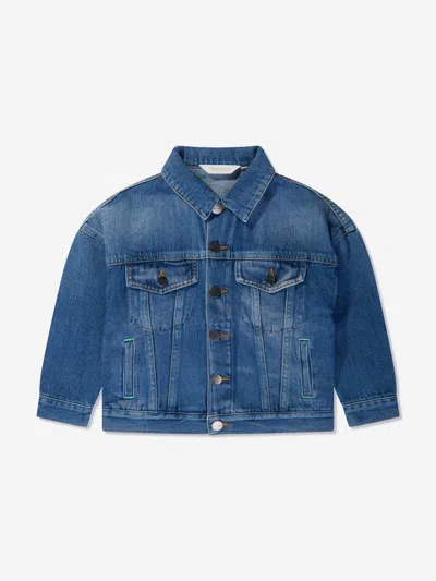 Palm Angels Kids' Boys Overlogo Denim Jacket In Blue