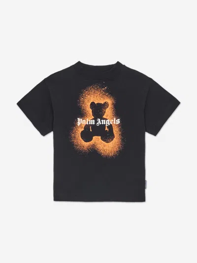 Palm Angels Babies'  Boys Spray Bear Regular T-shirt In Black