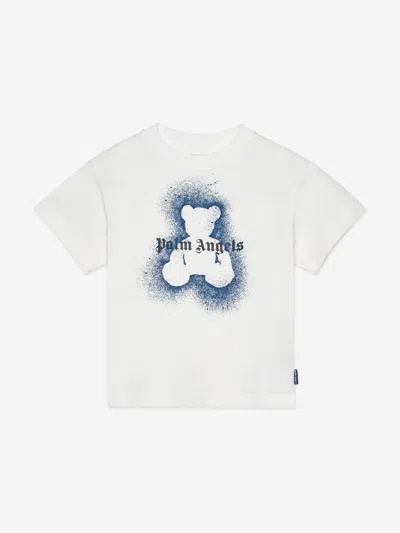 Palm Angels Babies'  Boys Spray Bear Regular T-shirt In White