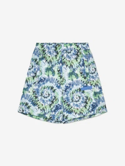 Palm Angels Kids'  Boys Tie-dye Stars Loose Shorts In Blue