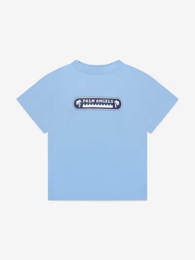 Palm Angels Kids' Palm Waves T-shirt In Blue