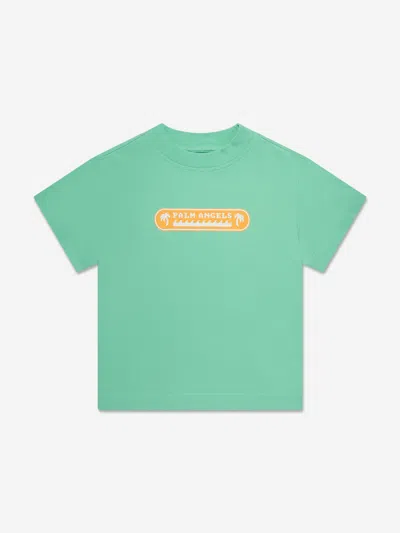 Palm Angels Kids' Palm Waves T-shirt In Green