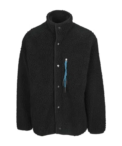 Palm Angels Braid-detail Fleece Jacket In Black