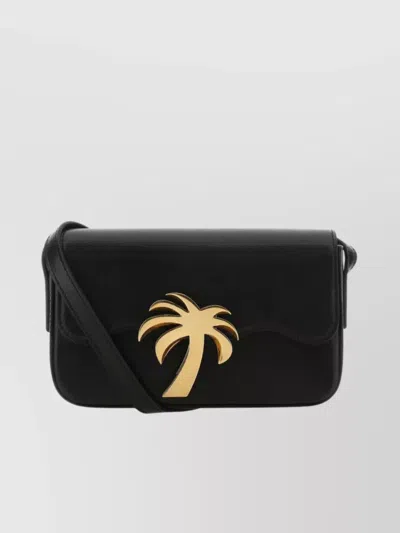 Palm Angels Bridge Crossbody Bag In Smooth Calf Leather In Black