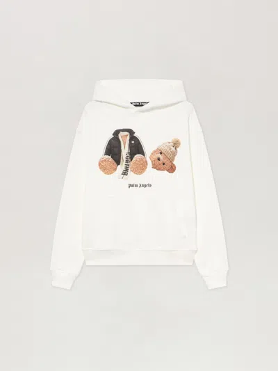 Palm Angels Broken Bear Cortina Hoodie In White