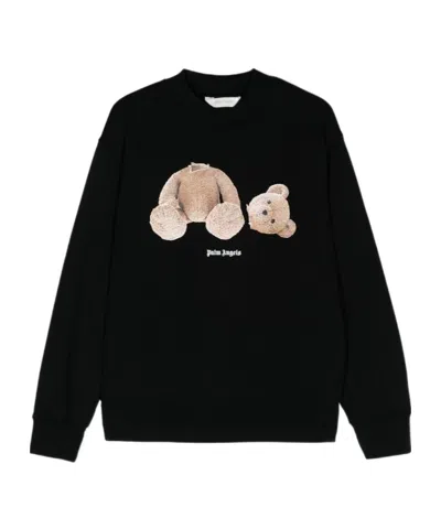 Palm Angels Broken Bear Cotton Sweatshirt In Black
