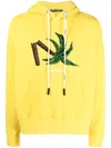 Palm Angels Broken Palm Embroidered Hooded Sweatshirt In Gelb