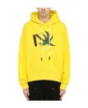 Palm Angels Broken Palm Embroidered Hooded Sweatshirt In Yellow