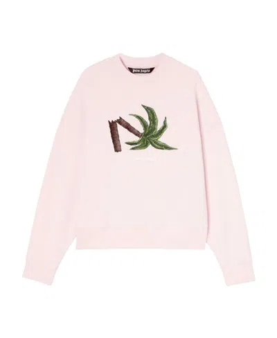 PALM ANGELS PALM ANGELS LOGO DETAILED CREWNECK SWEATSHIRT