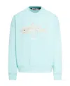 Palm Angels Broken Shark Cotton Sweatshirt In Blue