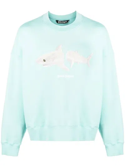 PALM ANGELS BROKEN SHARK COTTON SWEATSHIRT