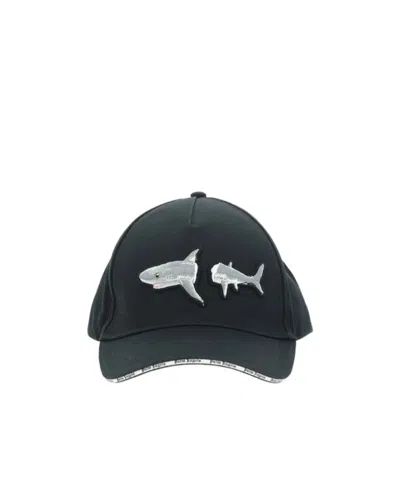 Palm Angels Broken Shark Embroidered Cap In Black