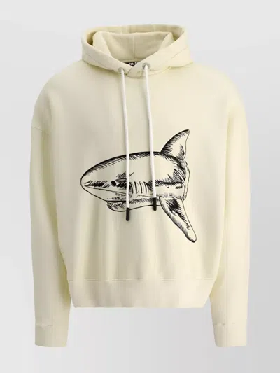 Palm Angels Broken Shark Graphic Hoodie In White