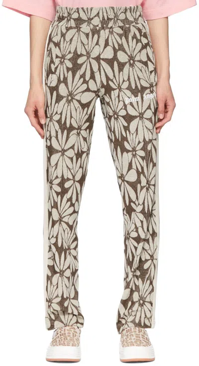 Palm Angels Brown Cotton Lounge Pants In Black White