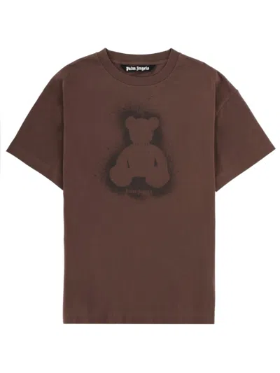 Palm Angels Brown Graphic Crew Neck T-shirt