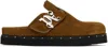 Palm Angels Brown Studded 'pa' Mules In Brown