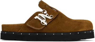 Palm Angels Brown Studded 'pa' Mules