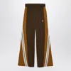 PALM ANGELS BROWN/OCHRE COLOUR-BLOCK WIDE TROUSERS