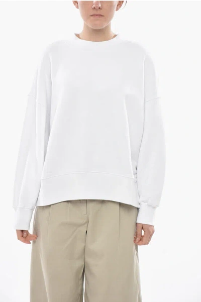 Palm Angels Brushed Cotton Crewneck Sweatshirt Classic Logo In White