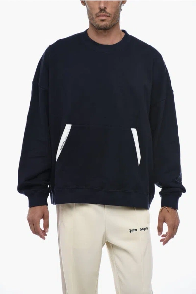 PALM ANGELS BRUSHED COTTON SARTORIAL TAPE SWEATSHIRT