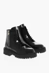 Palm Angels Combat Boots In Leather In Black