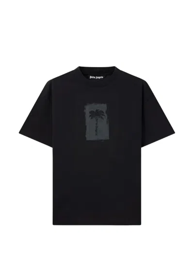 Palm Angels Brushed Palm Tree Regular T-shirt In Black