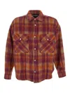 PALM ANGELS BRUSHED WOOL CHECK OVERSHIRT