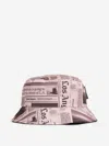 Palm Angels Newspaper Print Bucket Hat In Brown