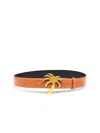 Palm Angels Palm Tree-buckle Leather Belt In Brown