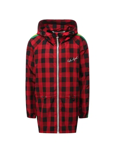 Palm Angels Buffalo-check Side-stripe Jacket In Red