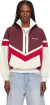 Palm Angels Burgundy & Off-white Colorblock Anorak Track Jacket In Red