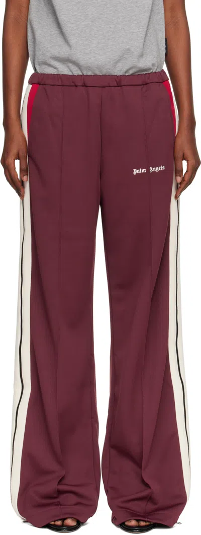 Palm Angels Burgundy Colorblock Zip Track Pants In Brown