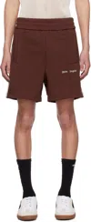 Palm Angels Burgundy Embroidered Logo Track Shorts In Burgundy - Off