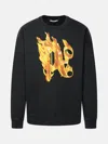 Palm Angels 'burning' Black Cotton Sweatshirt In Black
