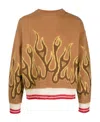 Palm Angels Striped Intarsia Virgin Wool Sweater In Brown