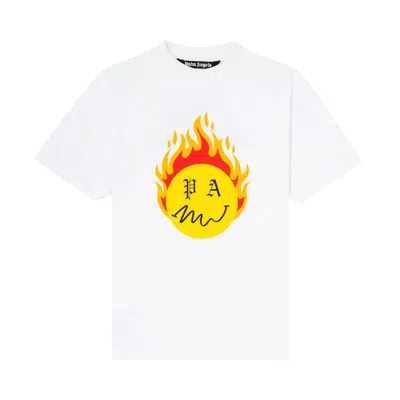 Pre-owned Palm Angels Burning Head Short-sleeve T-shirt 'white/yellow'